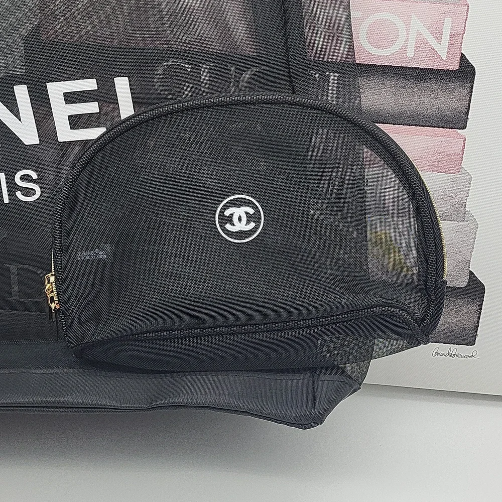 New, Chanel Beauty Mesh Tote & cosmetic pouch